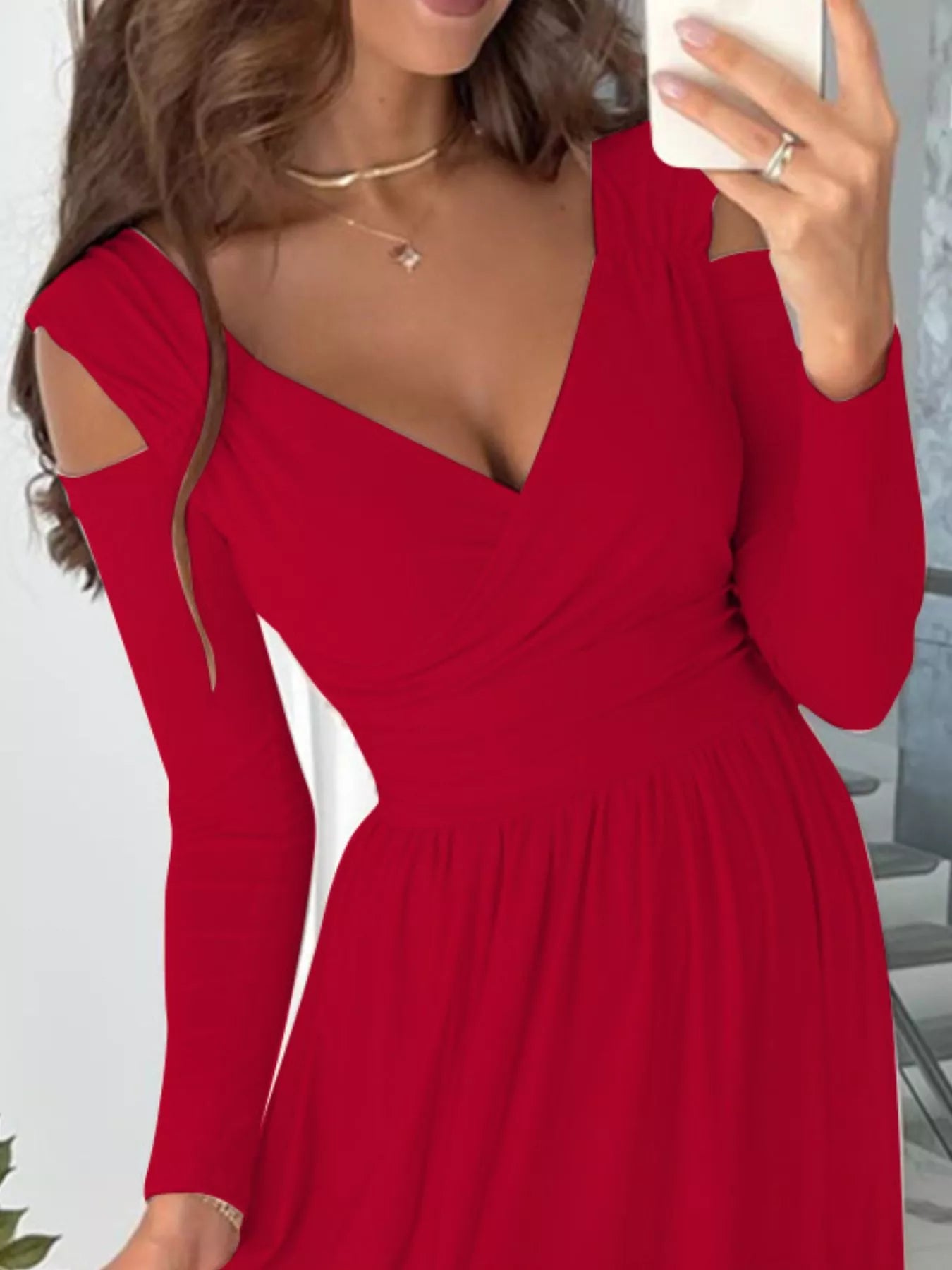Slit Surplice Cold Shoulder Maxi Dress - product image 11