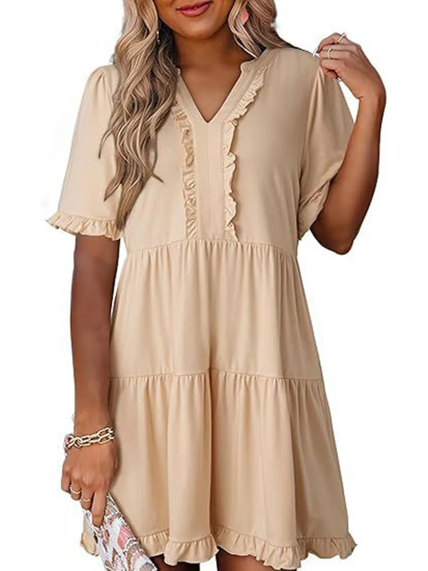 Tiered Notched Short Sleeve Mini Dress - product image 17