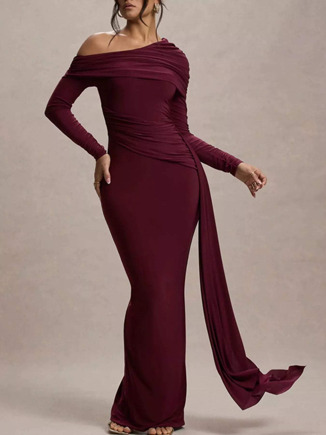 One-Shoulder Ruched Maxi Dress Main image