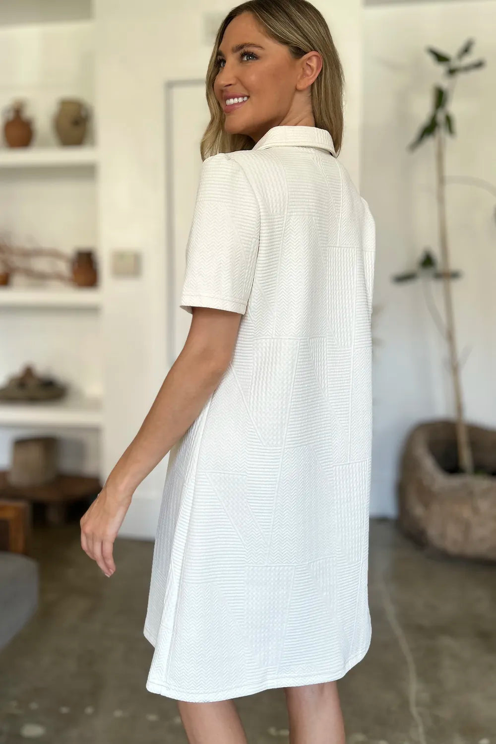 Double Take Texture Short Sleeve Dress - product image 9