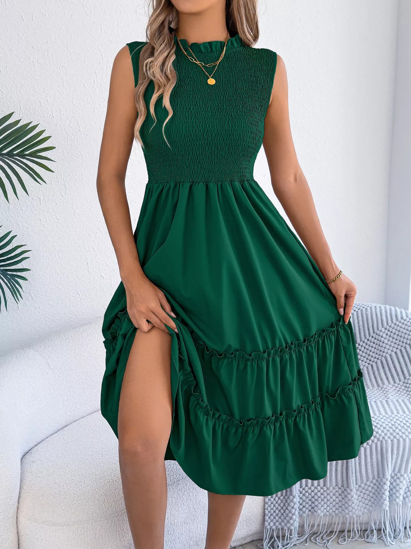Smocked Sleeveless Tiered Dress - product image 2