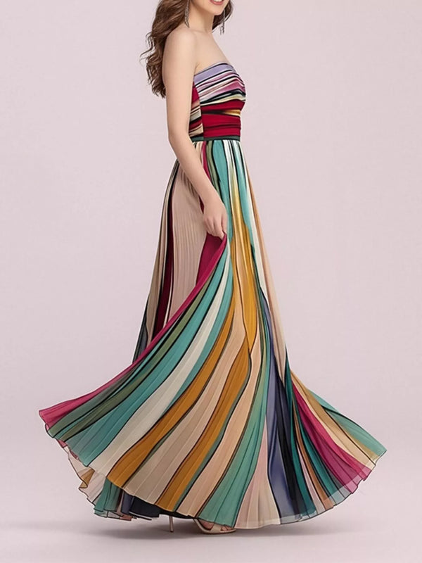 Striped Pleated Tube Maxi Dress - product image 4