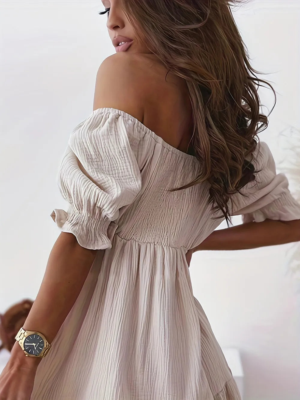 Ruffled Off-Shoulder Short Sleeve Dress - product image 11