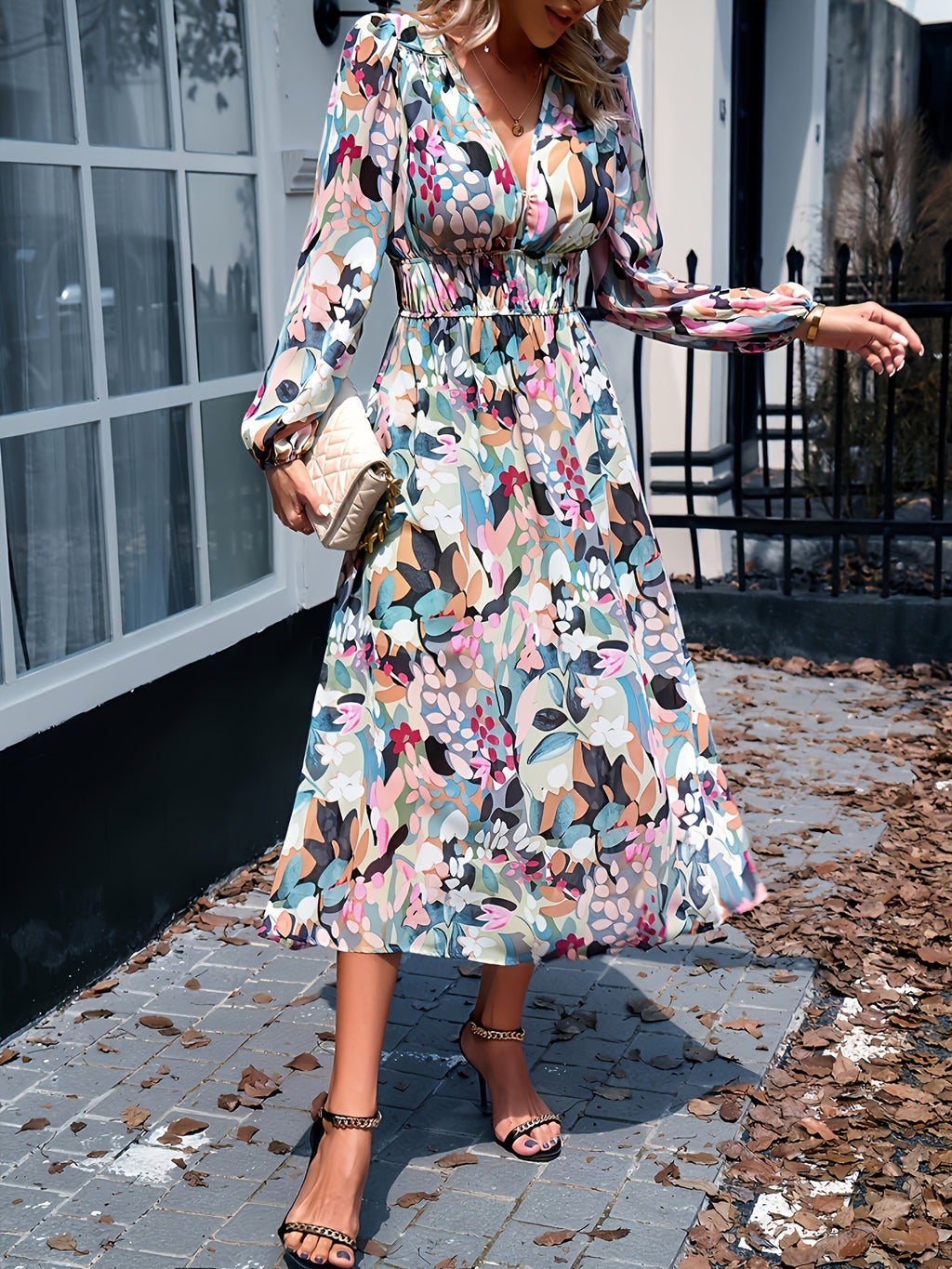 Floral Print Long Sleeve Midi Dress - product image 9