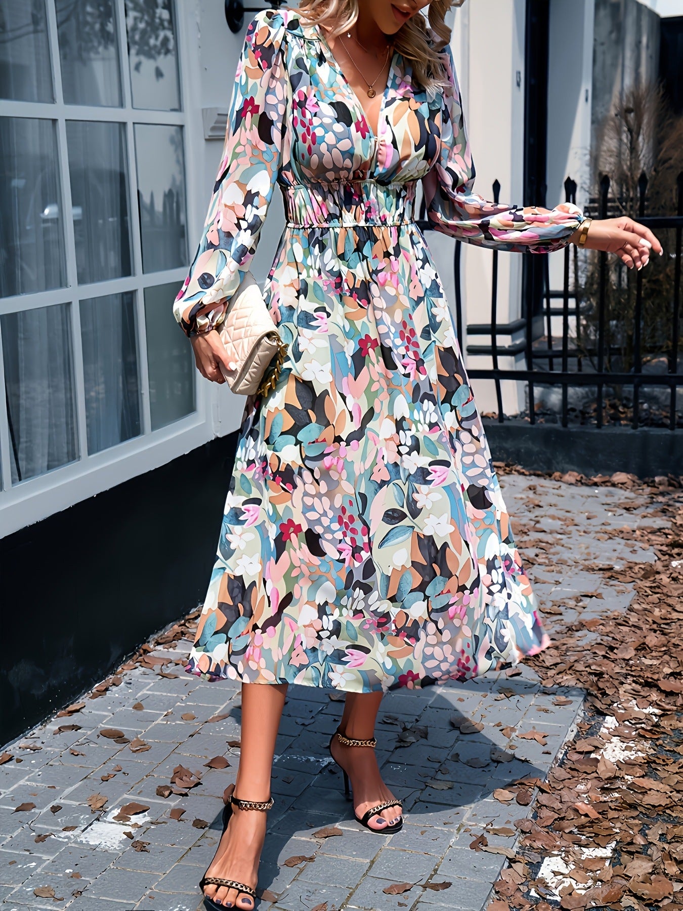 Floral Print Long Sleeve Midi Dress - product image 9