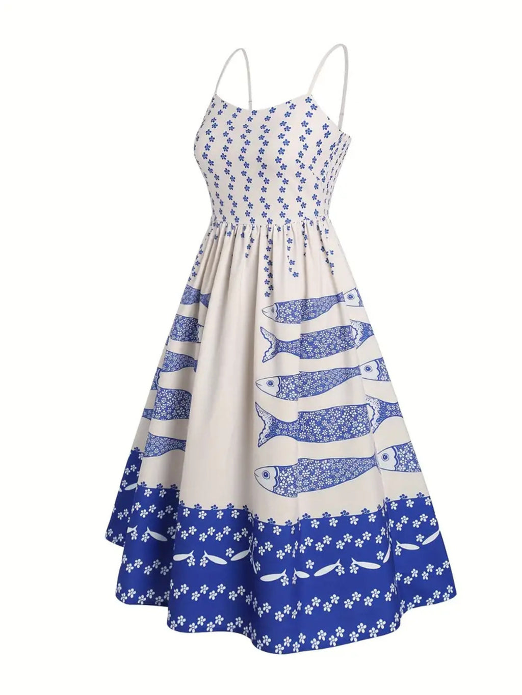 Sardine Print Spaghetti Strap Midi Dress - product image 8