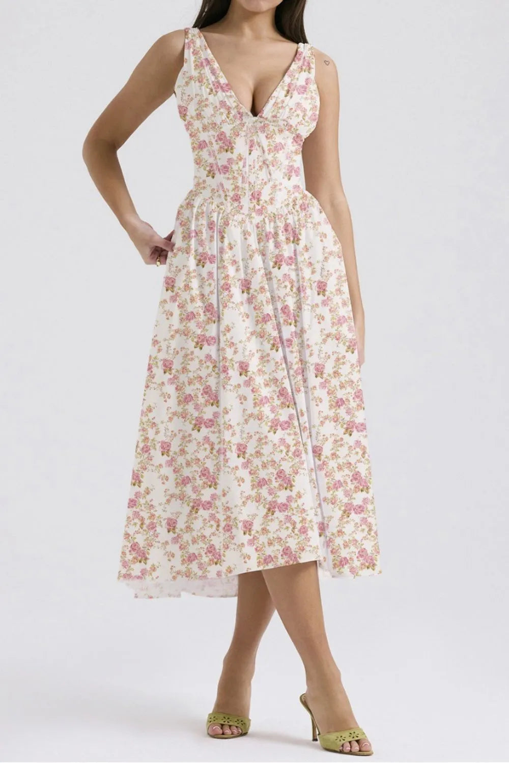 Floral V-Neck Sleeveless Midi Dress with Pockets - product image 6