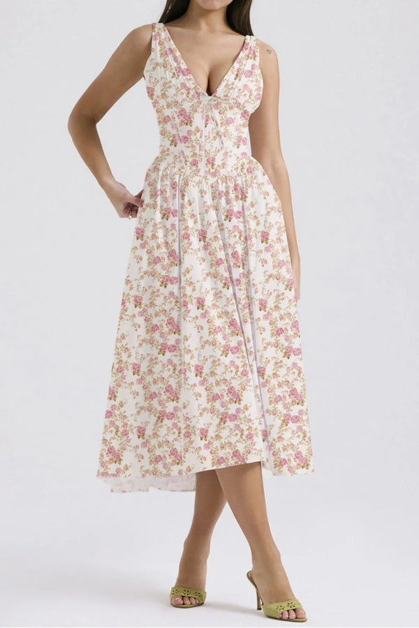 Floral V-Neck Sleeveless Midi Dress with Pockets - product image 6