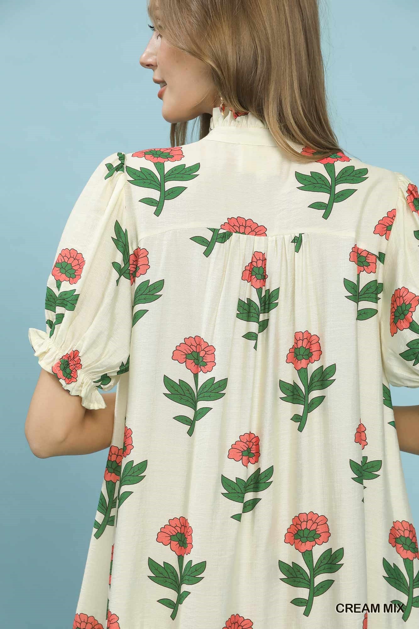 Umgee Floral Print Babydoll Dress view 5 - Shopiebay