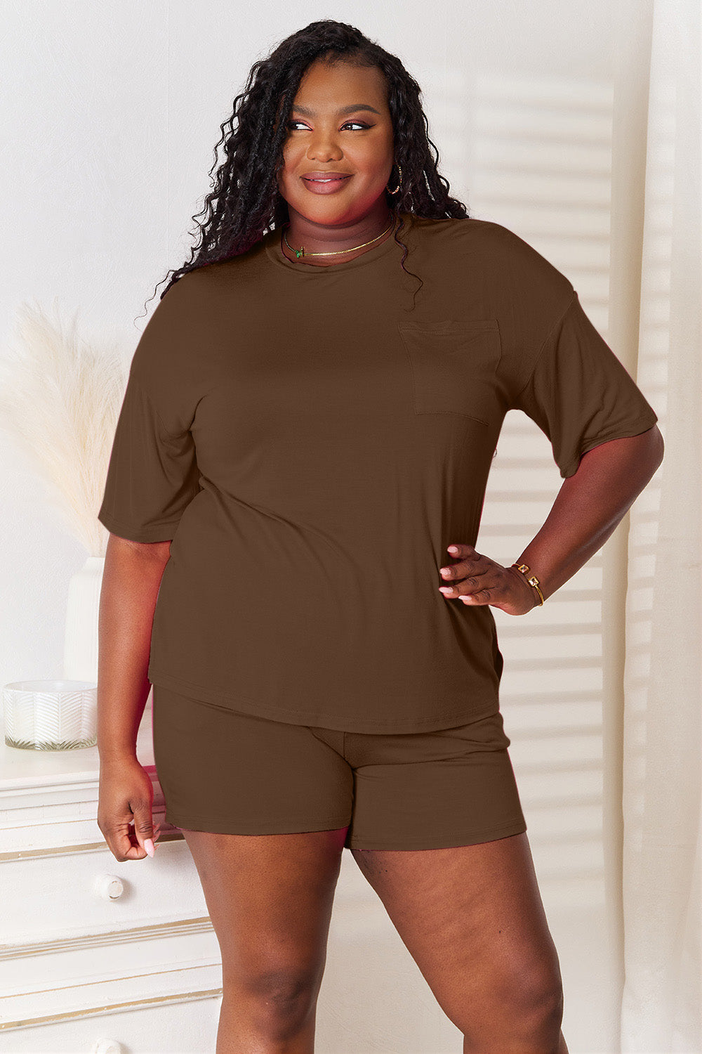 Basic Bae Full Size Soft Rayon Half Sleeve Top and Shorts Set view 11 - Shopiebay