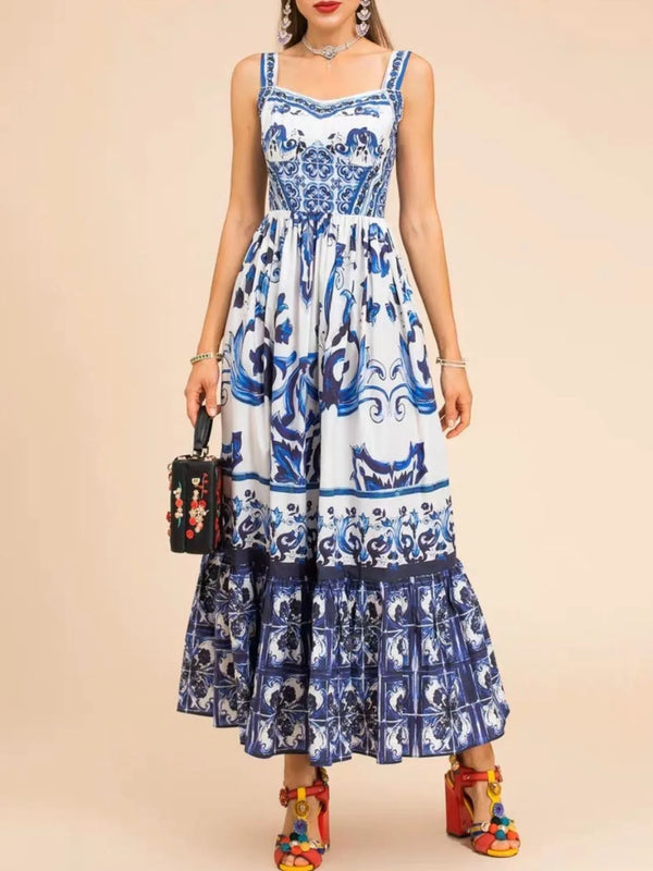 Smocked Printed Wide Strap Dress - product image 2