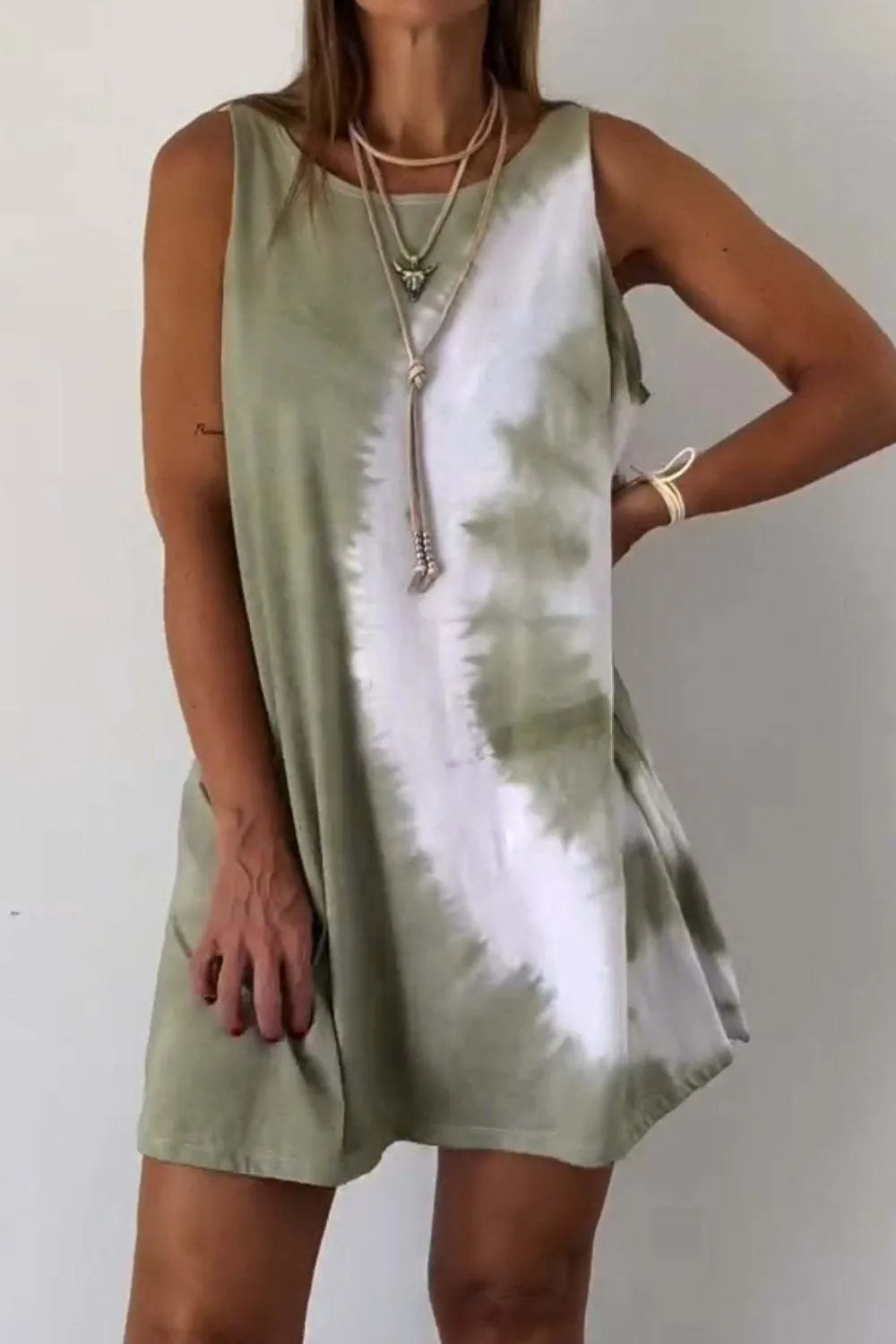 Tie-Dye Sleeveless Mini Tank Dress view 10 - Shopiebay
