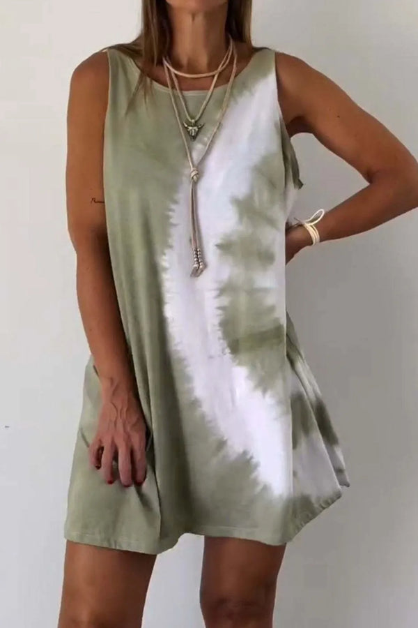 Tie-Dye Sleeveless Mini Tank Dress view 10 - Shopiebay