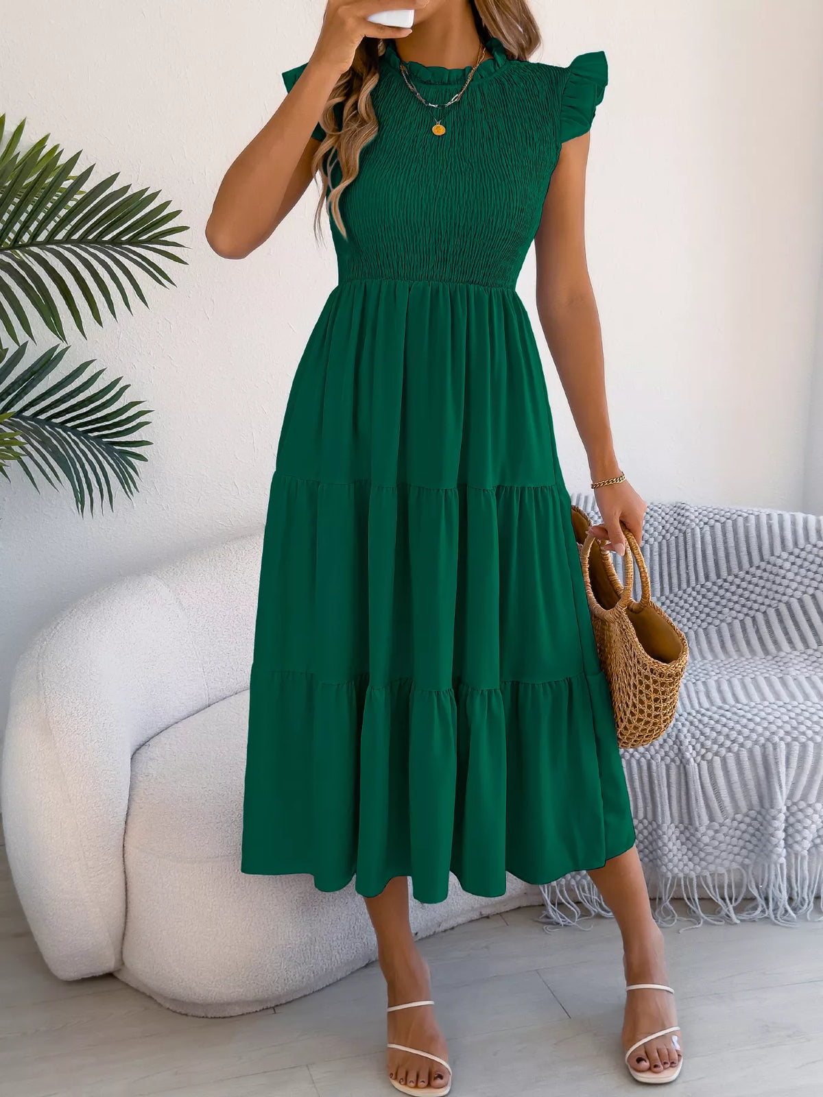 cap sleeve dress casual Women's Smocked Midi – A-Line Color:Navy-Navy A timeless throw priority-collection: Christmas Female Black Satin V-neck Long