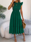 Women's Smocked Ruffle Midi Dress – Casual A-Line Cap Sleeve
