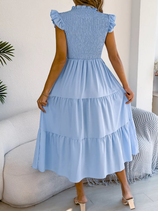 Women's Smocked Ruffle Midi Dress – Casual A-Line Cap Sleeve - product image 15