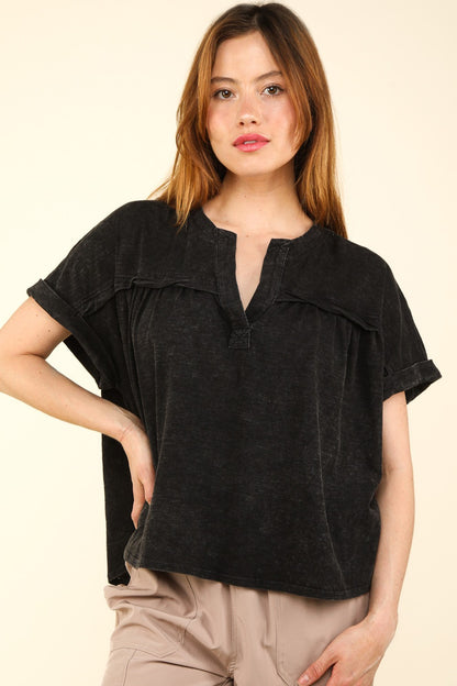 VERY J Nochted Short Sleeve Washed T-Shirt