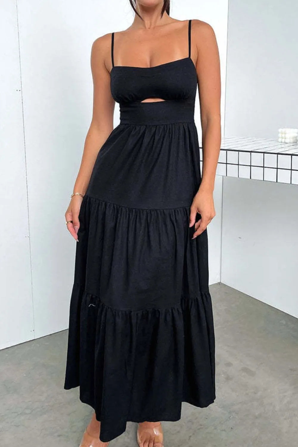 Cut-Out Tiered Dress with Spaghetti Straps view 5 - Shopiebay