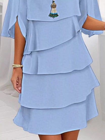 Full Size Ruffled Layered Flutter Sleeve Dress Plus Size view 9 - Shopiebay