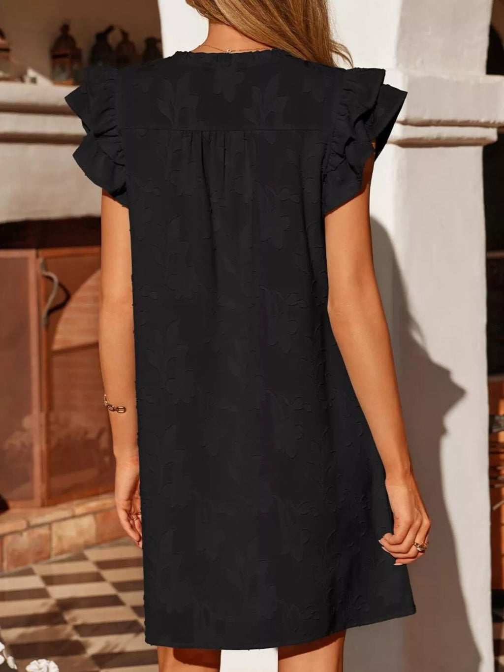 Floral Embossed Ruffle Sleeve Mini Dress - product image 11
