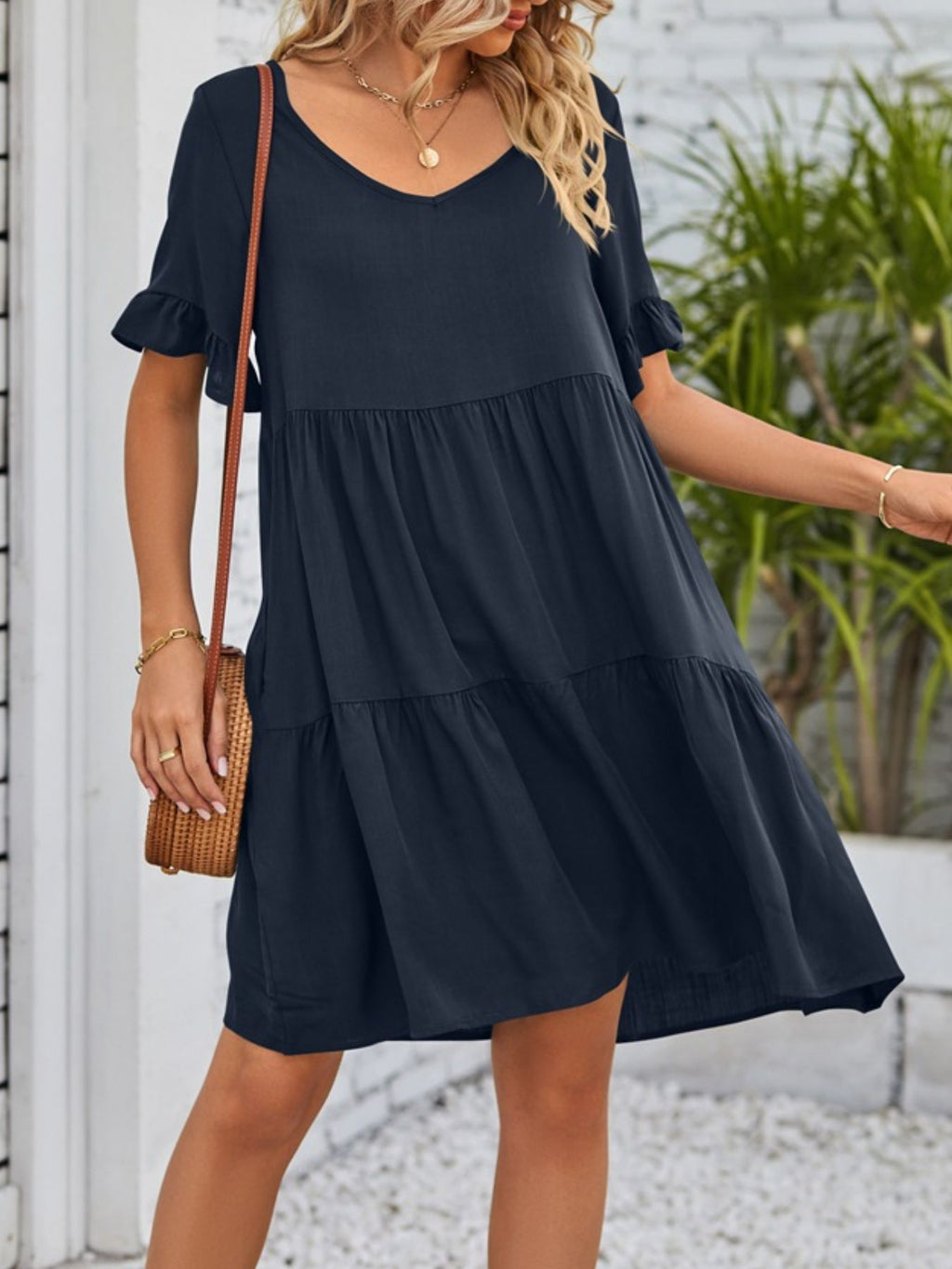 Ruffled Sleeve Tiered Mini Dress - product image 26