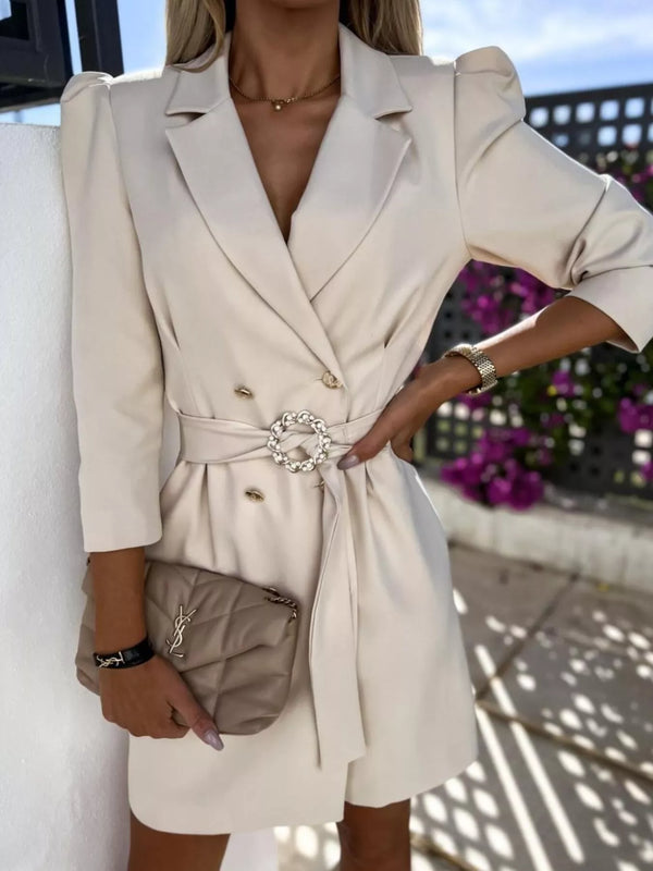 3/4 Sleeve Belted Blazer Dress view 2 - Shopiebay