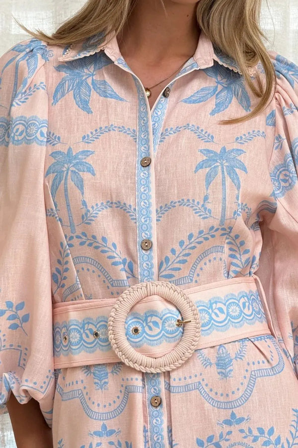 Printed Balloon Sleeve Maxi Shirt Dress - product image 7