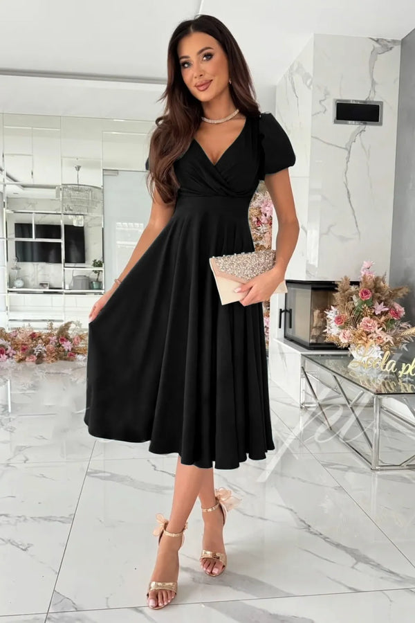 Surplice Puff Sleeve Midi Dress - product image 4