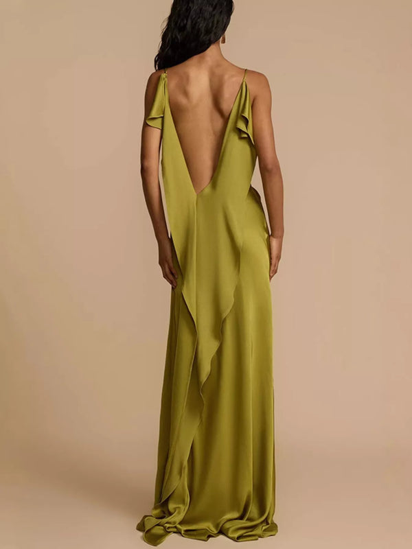 Satin Cowl Neck Slit Maxi Dress - product image 7