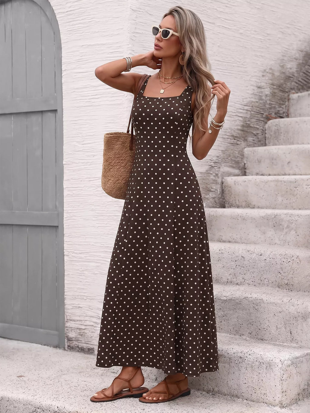 Polka Dot Sleeveless Maxi Dress - product image 3