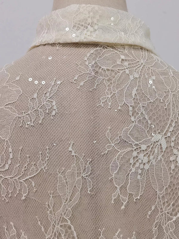 Ruffled Hem Lace Long Sleeve Dress - product image 6