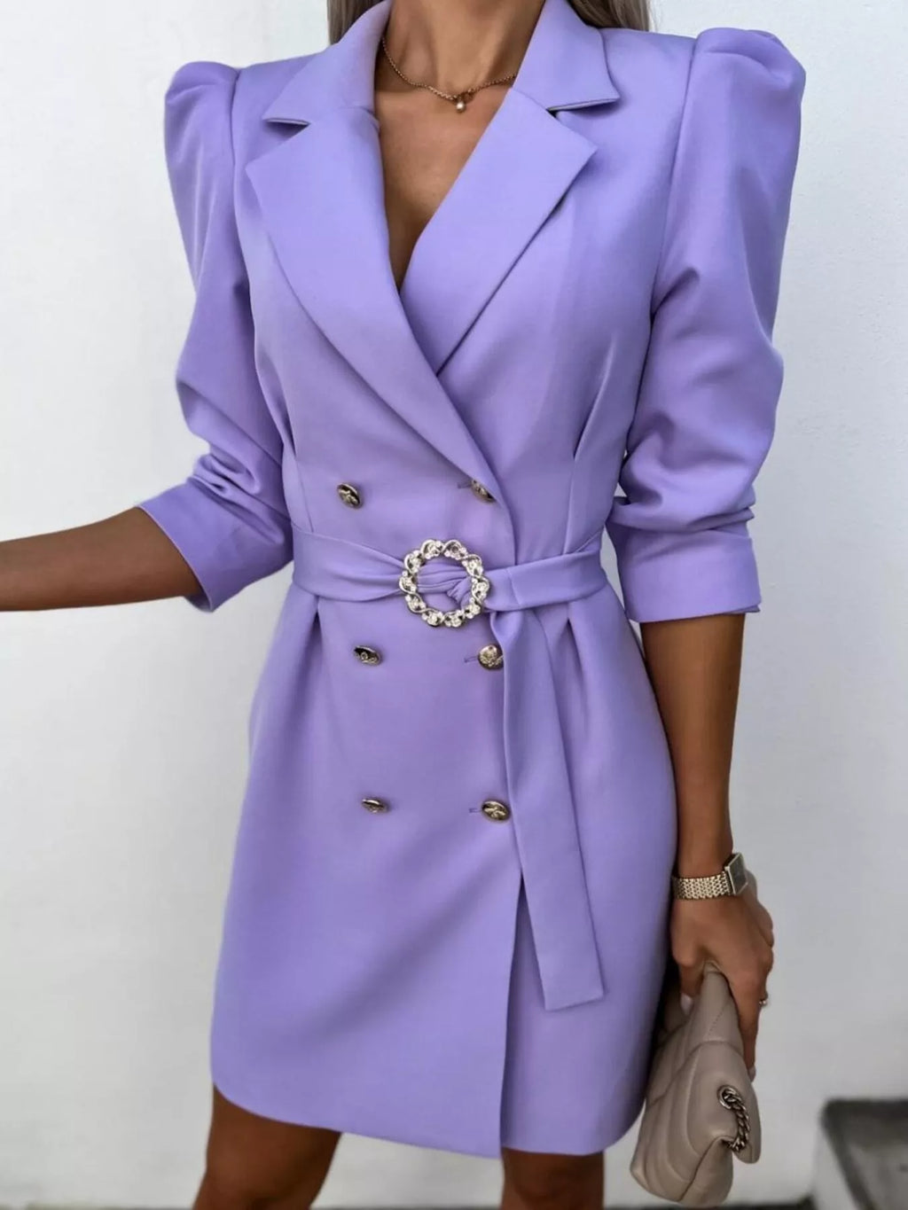 3/4 Sleeve Belted Blazer Dress view 7 - Shopiebay