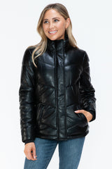 Snobbish Pocketed Zip Up Turtleneck Puffer Jacket