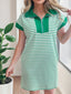 Stripe Quarter Zip Polo Collar T Shirt Dress with Pockets - product image 9