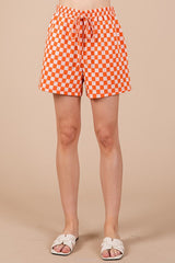 Ces Femme Checkered Round Neck Top and Shorts Set