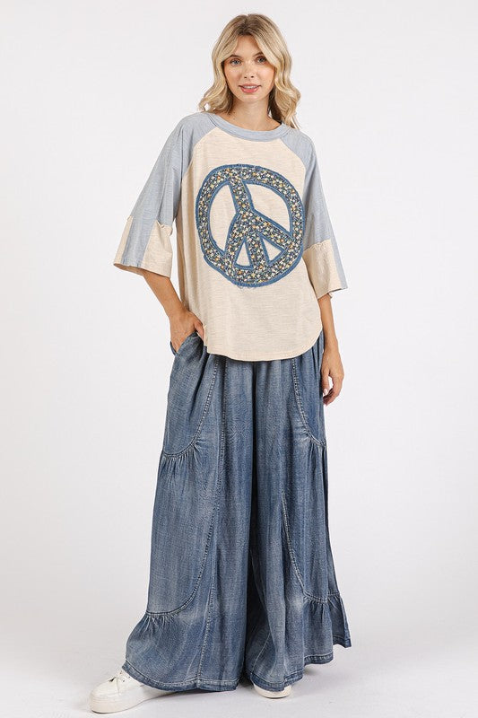 Mittoshop Peace Sign Patch Mineral Washed T-Shirt