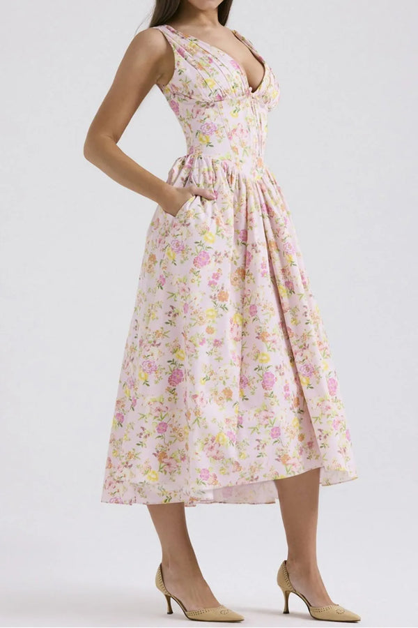 Floral V-Neck Sleeveless Midi Dress with Pockets - product image 12