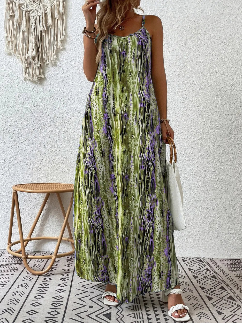 Printed Scoop Neck Maxi Cami Dress Main image