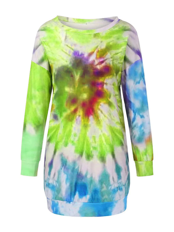 Tie-Dye Round Neck Long Sleeve Dress - product image 8