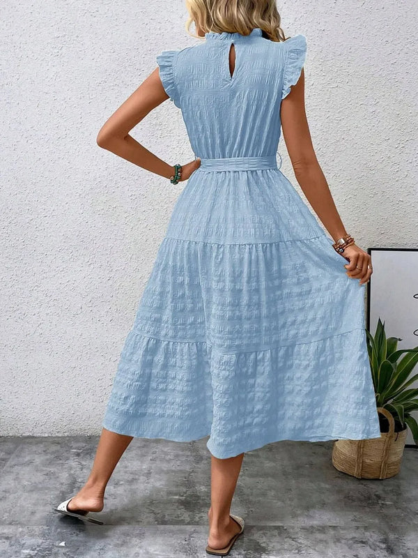 Tied Ruffled Cap Sleeve Midi Dress - product image 8