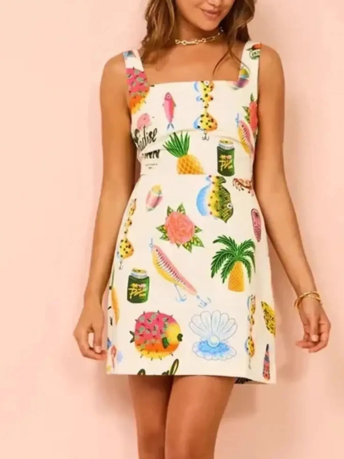 Printed Square Neck Summer Mini Dress - product image 6