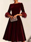 Velvet Midi Dress with Feather Cuffs - product image 3