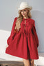 Double Take Christmas Front Tied Long Sleeve Mini Dress