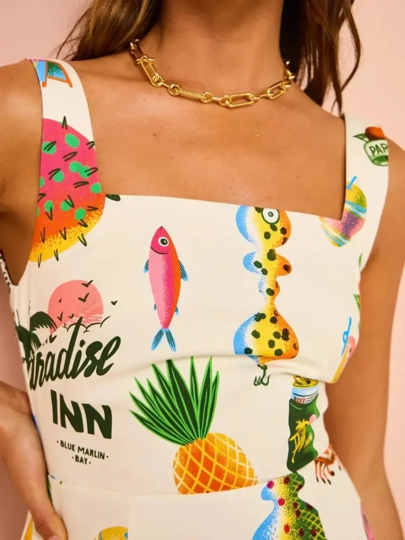 Printed Square Neck Summer Mini Dress - product image 3
