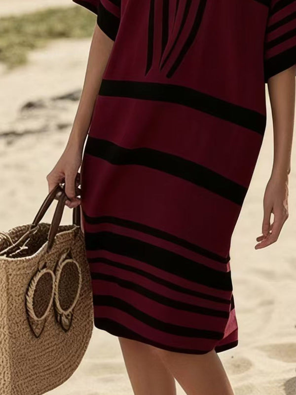 Full Size Striped Half Sleeve Midi Dress Plus Size - product image 27