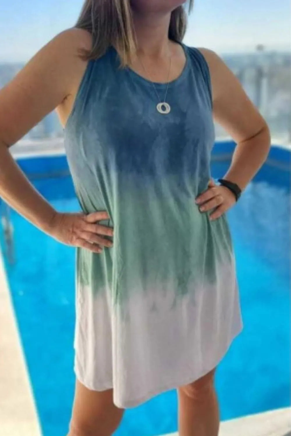 Tie-Dye Sleeveless Mini Tank Dress view 4 - Shopiebay