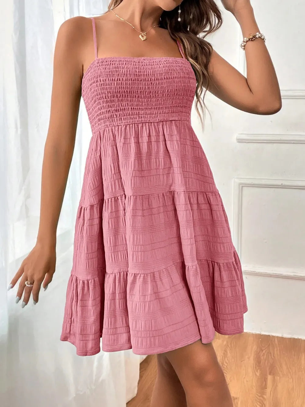Smocked Tiered Sleeveless Mini Dress - product image 5