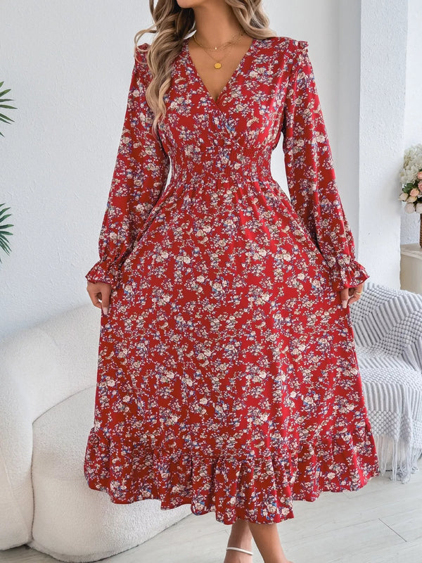 Ruffled Floral V-Neck Flounce Sleeve Dress - product image 9
