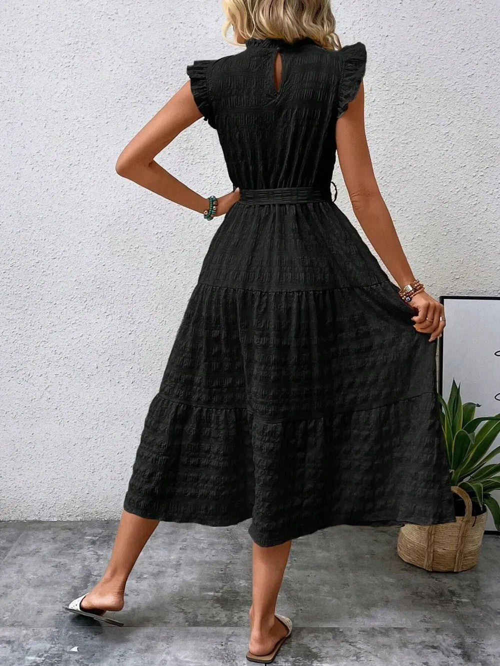 Tied Ruffled Cap Sleeve Midi Dress - product image 16