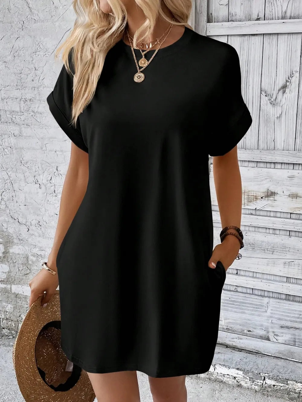 Round Neck Short Sleeve Mini Dress Main image